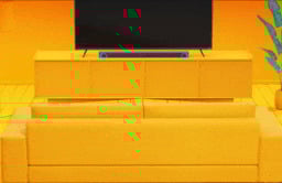 Looping video of illustrated sound waves filling a room 