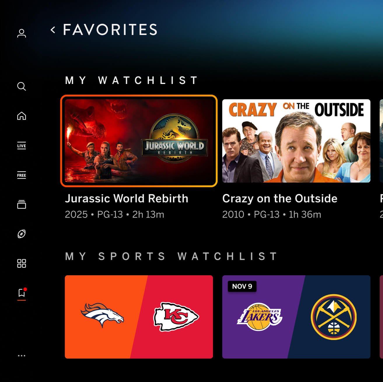 ui featuring favorites
