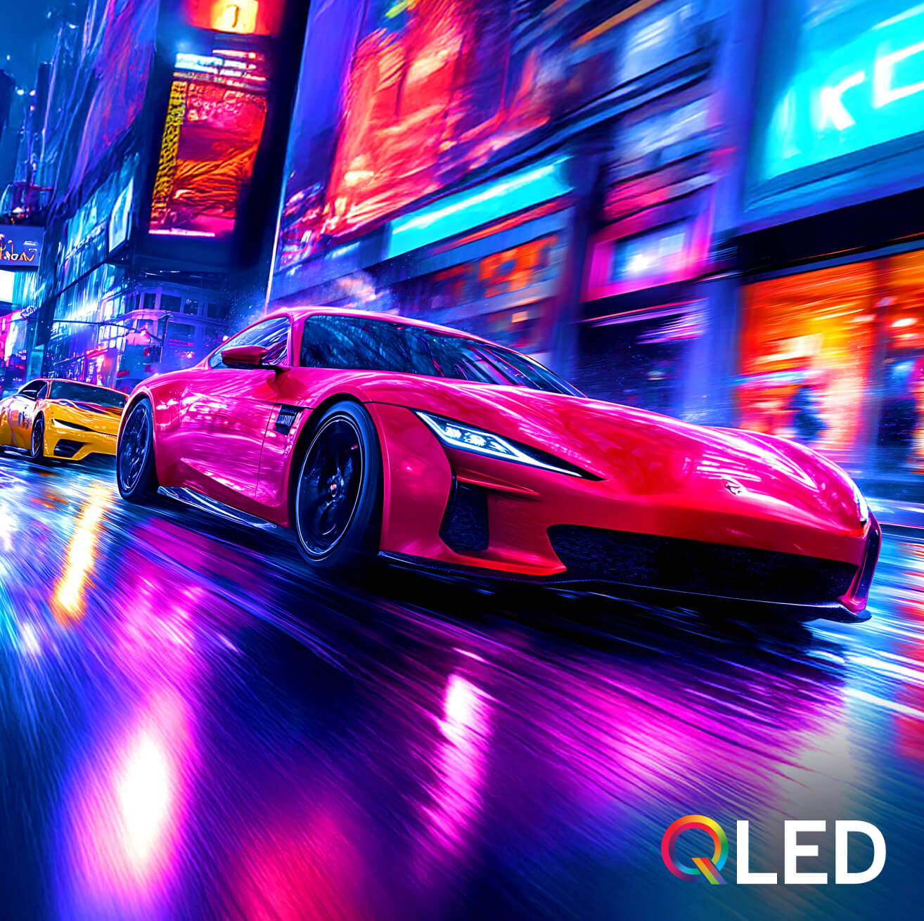 fast car featuring qled