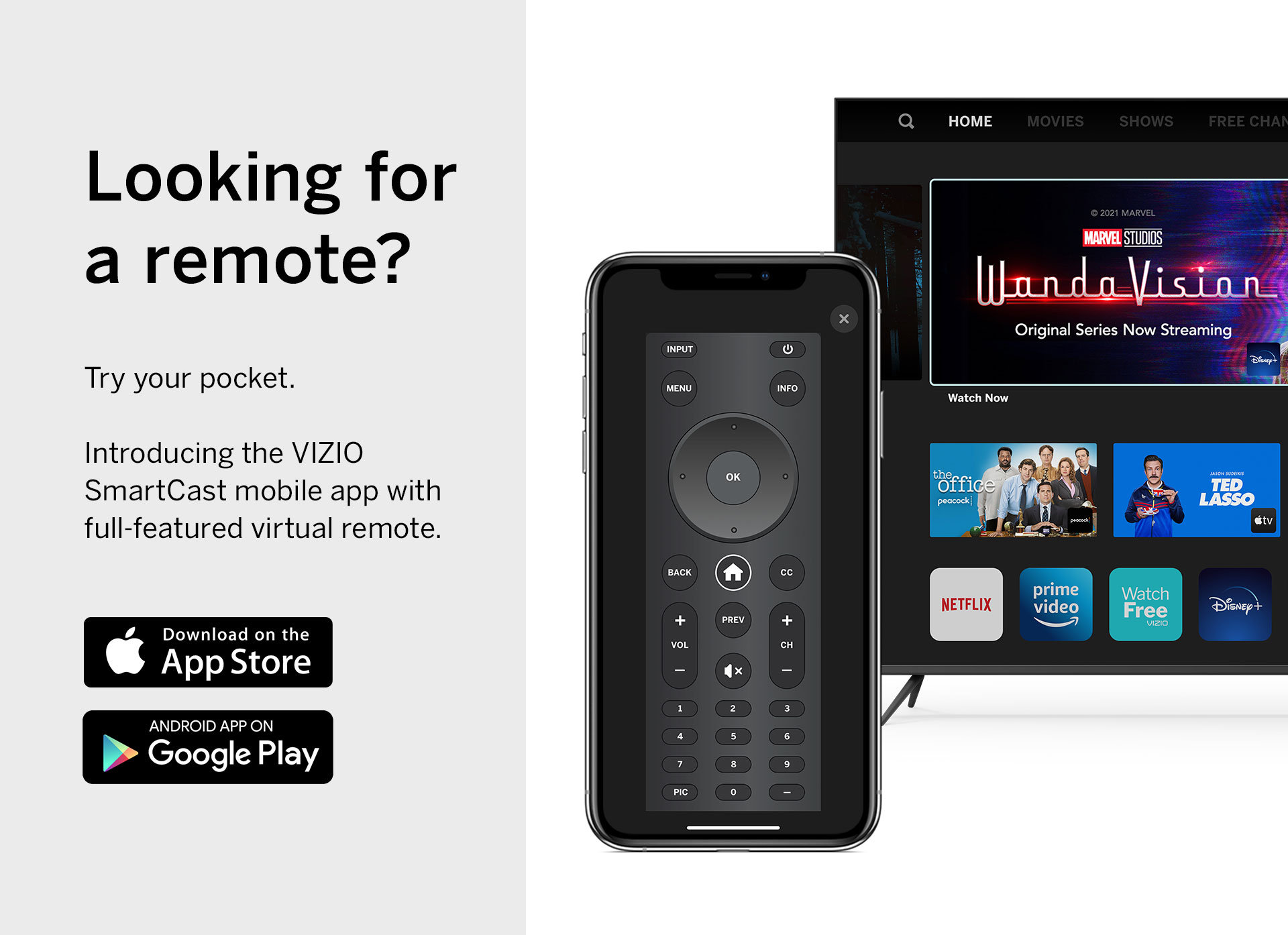 XRT140 Watchfree Smart TV Remote Works with All VIZIO Smart TVs